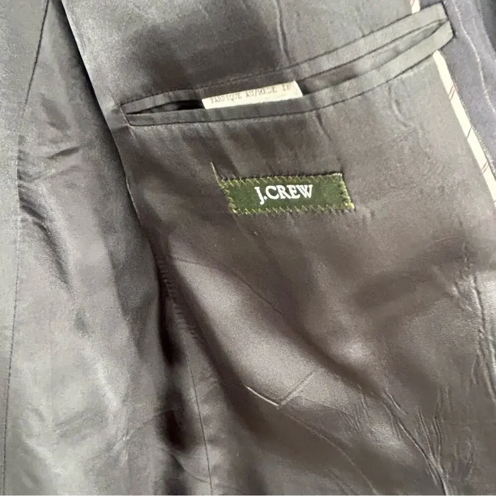 J.‎ CREW Navy Pinstripe Blazer Size 46R Business Casual 100% Wool